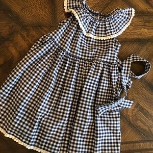 Girls plaid blue and white dress